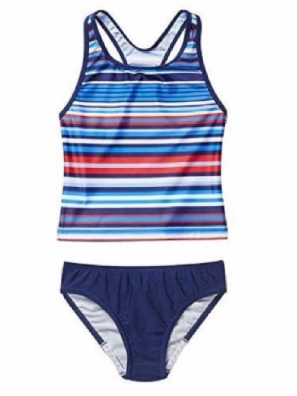 Girls Speedo Size 6 Striped Tankini Bathing Suit EUC Colourful Wonโt Ride Up